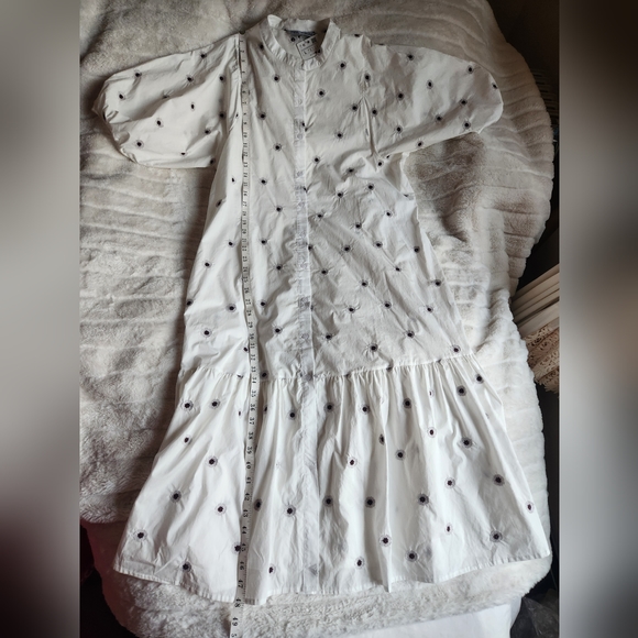 Zara FLORAL EMBROIDERY DRESS MIDI WHITE Sizes available M and L NWT - Picture 12 of 13